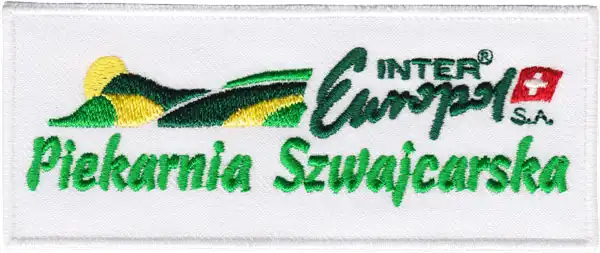 Świat haftu - Emblemat haftowany z logo firmy prostokątny Świat haftu - Emblemat haftowany z logo firmy prostokątny