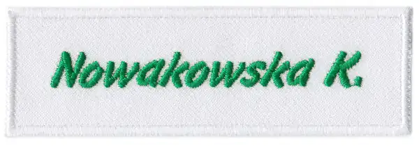 Świat haftu - Emblemat imienny biało-zielony Świat haftu - Emblemat imienny biało-zielony