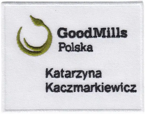Świat haftu - Emblemat imienny z firmowym logo prostokątny duży Świat haftu - Emblemat imienny z firmowym logo prostokątny duży