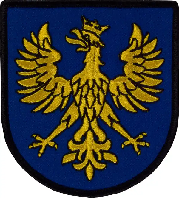 Świat haftu - Naszywka haftowana niebiesko-złota