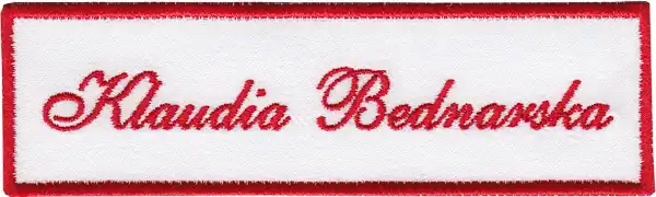 Świat haftu - Naszywka imienna biało-czerwona Świat haftu - Naszywka imienna biało-czerwona